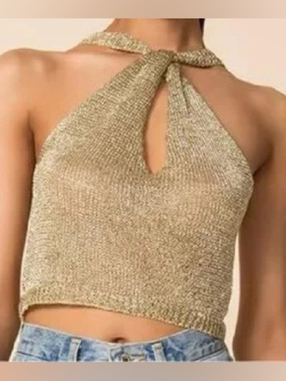 Superdown Marianna halter top gold knit - Picture 2 of 7